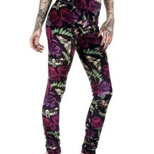 Killstar Black and Purple Floral Leggings